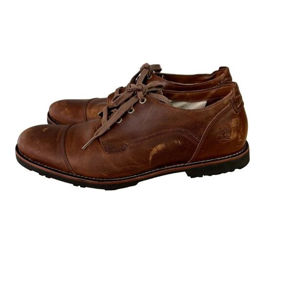 Timberland Shoes Oxford Mens 9.5 US Brown Kendrick Leather Lace Up A1NDI A3119 - Picture 3 of 11